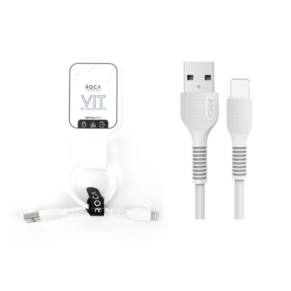 Cable de Datos ROCA VIT USB a Lightning 20cm 2.4A Blanco