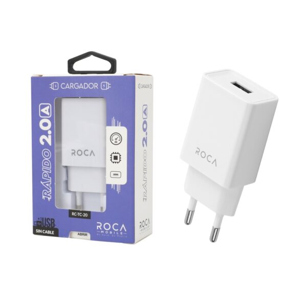 Cargador ROCA 2.0A 1 USB | Cargador de pared sin cable – RC-TC-20