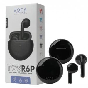 Auriculares Bluetooth TWS Roca R6P Negro – Diseño Compacto y Sonido Nítido