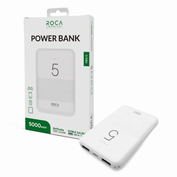 Power Bank Roca PB5-3 5000mAh – Compacto y Potente para Cargar en Cualquier Lugar