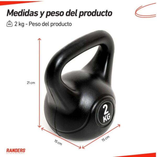 Pesa Rusa Recubierta en PVC 2 kg Randers | Fitness en Casa