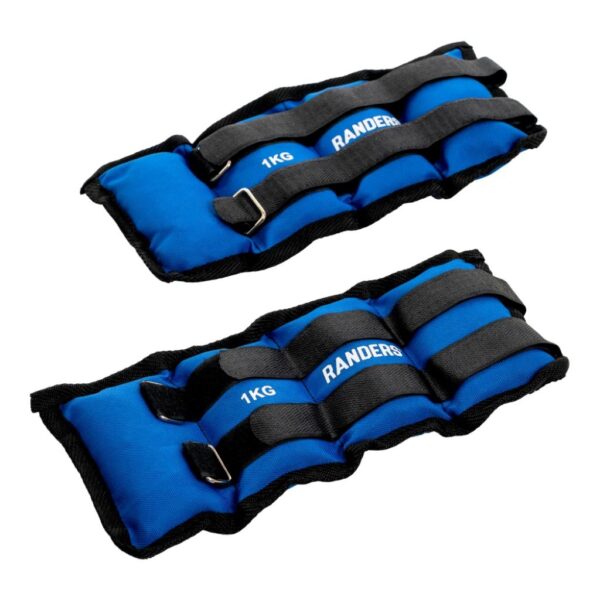 Par de Tobilleras/Muñequeras Randers 1 kg – Fitness Funcional Azul ARG‑WT‑001