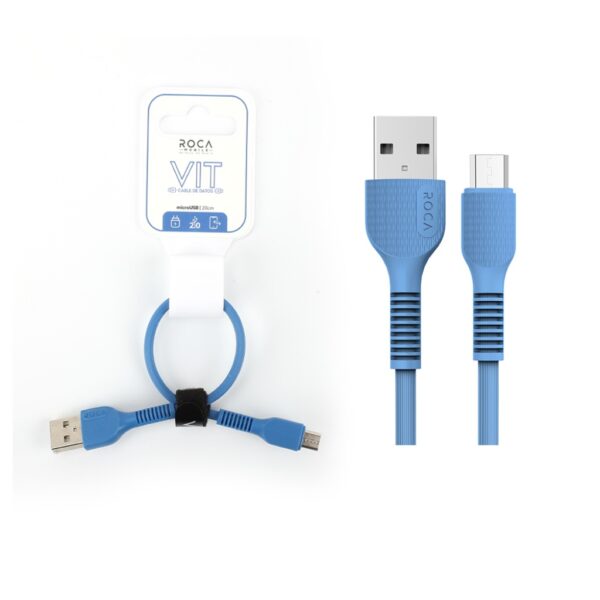 Cable de datos Roca Vit USB-A a Micro‑USB 20 cm – 2,4 A azul