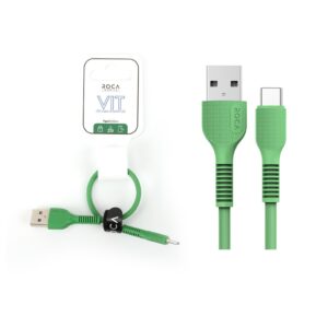Cable de datos Roca Vit USB‑A a Tipo C 20 cm – 2,4 A verde